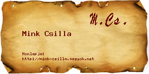 Mink Csilla névjegykártya